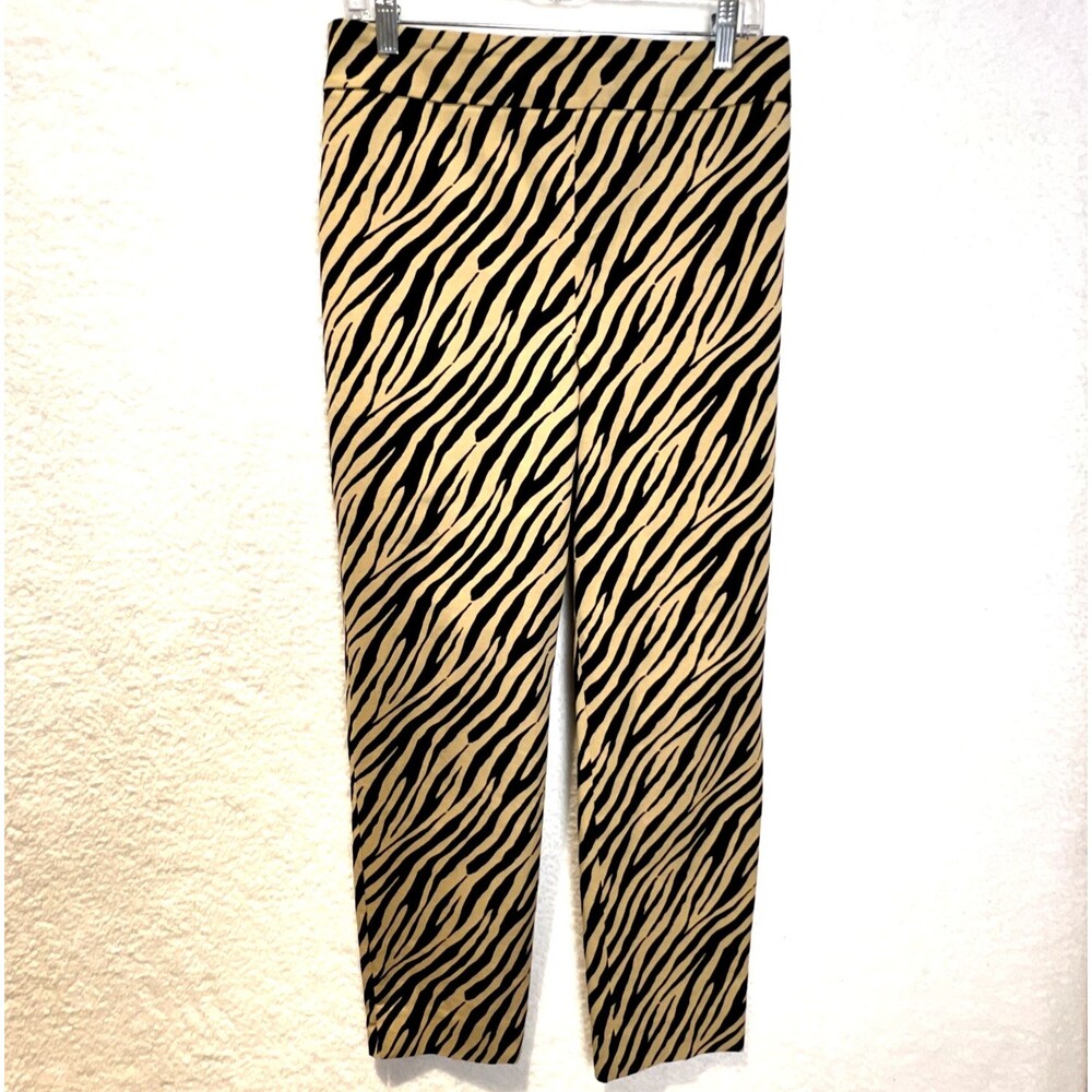 Talbots Chatham Ankle Women’s Size 14 Tan/Black Striped Pants Slacks Zebra Print